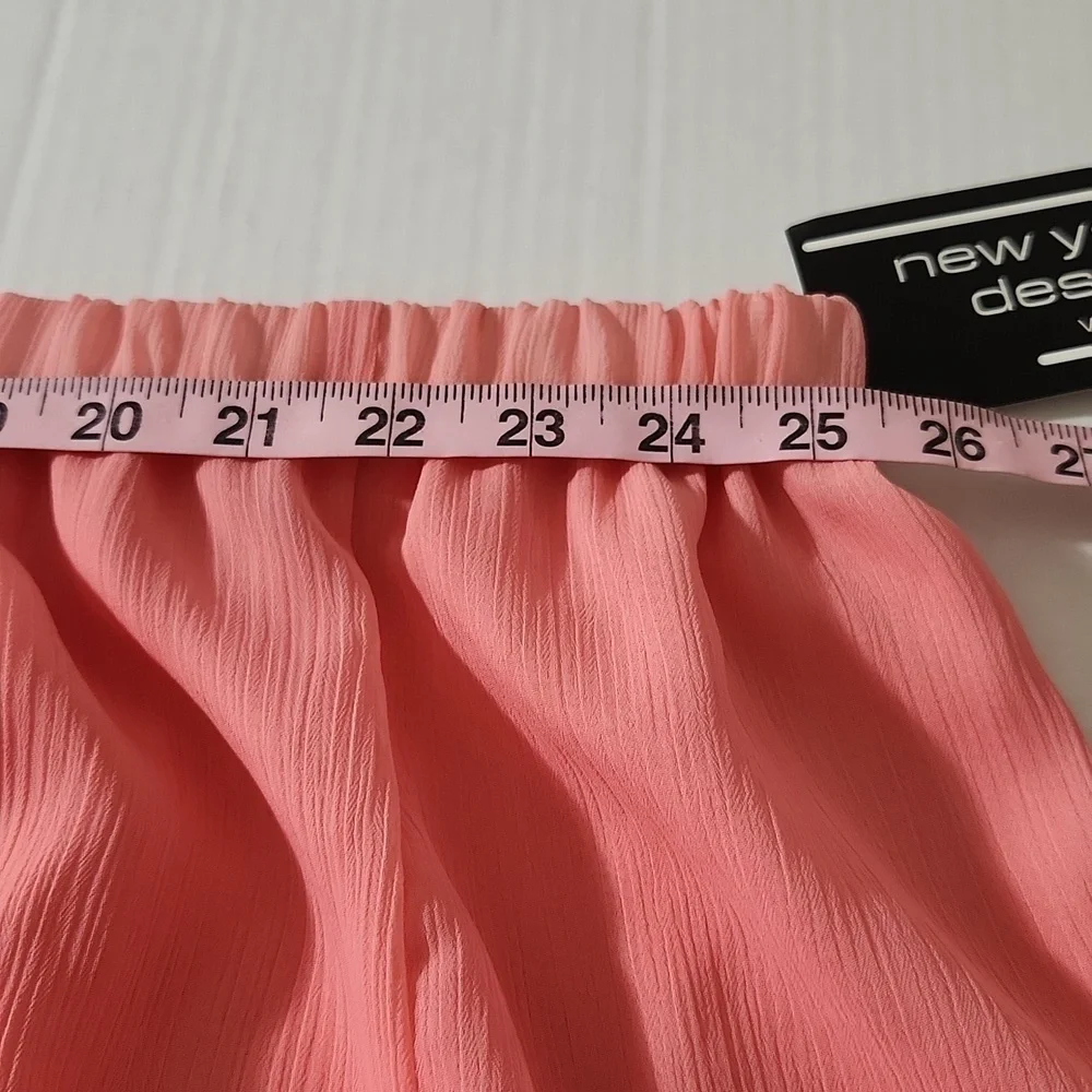 New York City Design Co SZ 5X Pink Lined Pleat Elastic Waist Chiffon Flowy Skirt